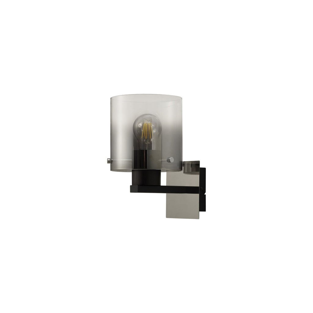 NL76799 Tokyo Single Switched Wall Lamp 1 Light Black/Smoke Fade Glass