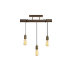 NL77459 Tuba Flush Ceiling 3 Light Medium Oak/Antique Brass