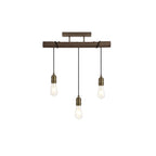 NL77459 Tuba Flush Ceiling 3 Light Medium Oak/Antique Brass