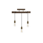 NL77459 Tuba Flush Ceiling 3 Light Medium Oak/Antique Brass