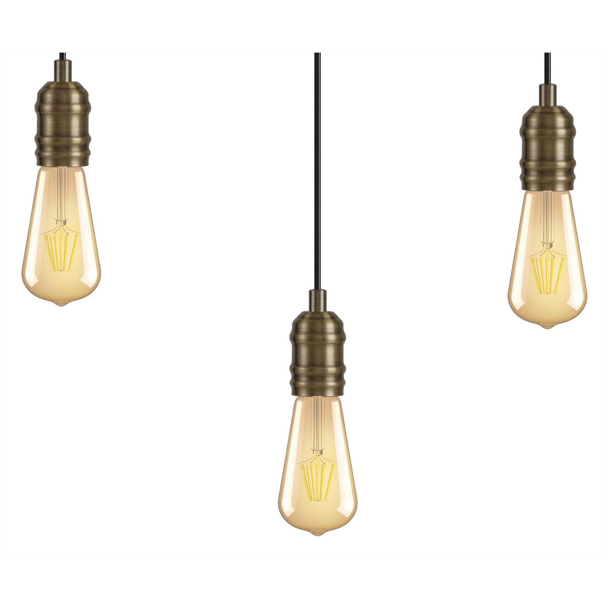 NL77459 Tuba Flush Ceiling 3 Light Medium Oak/Antique Brass