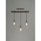 NL77459 Tuba Flush Ceiling 3 Light Medium Oak/Antique Brass