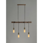 NL77469 Tuba Bar Pendant 4 Light Medium Oak/Antique Brass