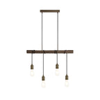 NL77469 Tuba Bar Pendant 4 Light Medium Oak/Antique Brass