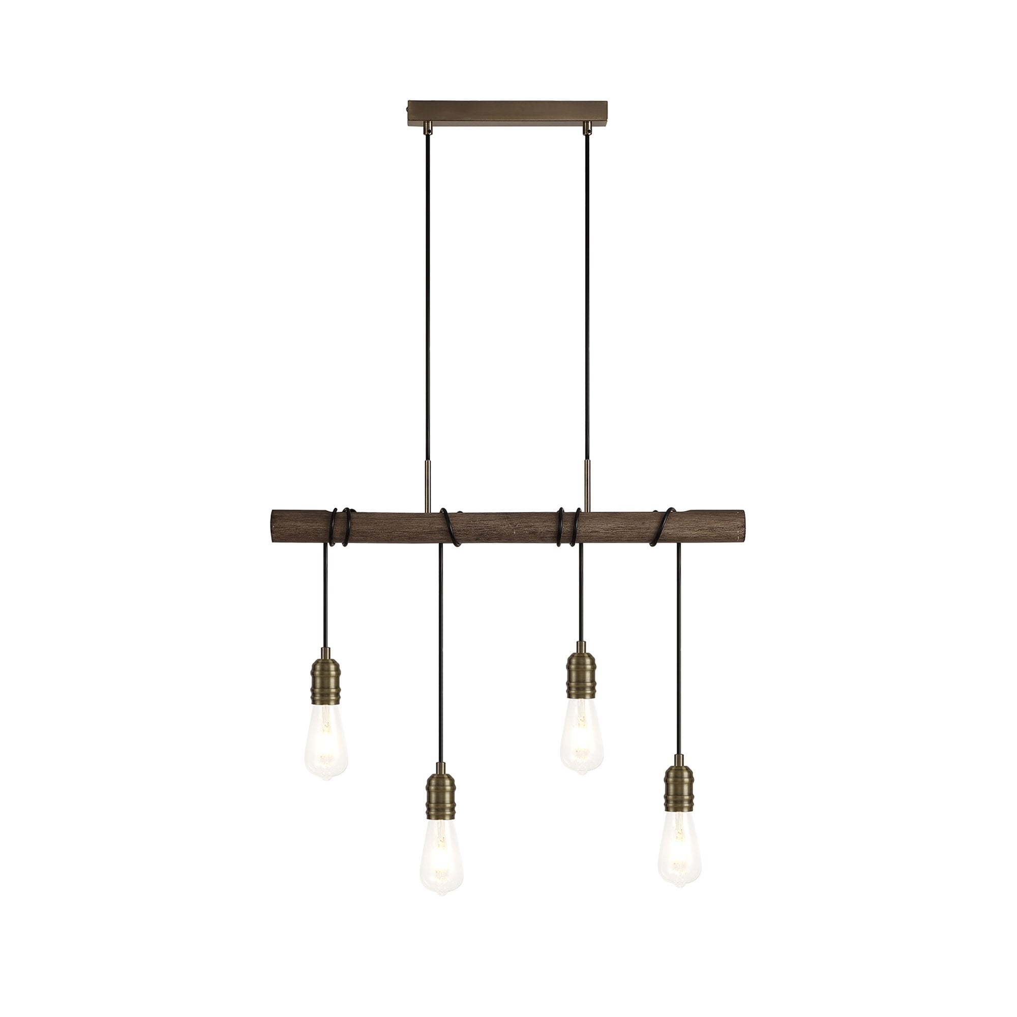 NL77469 Tuba Bar Pendant 4 Light Medium Oak/Antique Brass