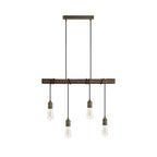 NL77469 Tuba Bar Pendant 4 Light Medium Oak/Antique Brass