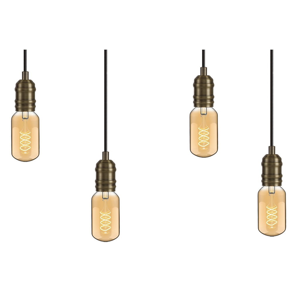 NL77469 Tuba Bar Pendant 4 Light Medium Oak/Antique Brass