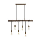 NL77479 Tuba Bar Pendant 6 Ligt Medium Oak/Antique Brass