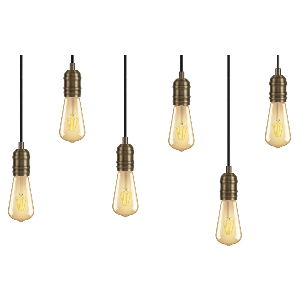 NL77479 Tuba Bar Pendant 6 Ligt Medium Oak/Antique Brass