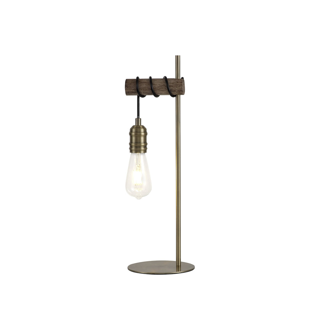 NL77499 Tuba Table Lamp 1 Light Medium Oak/Antique Brass