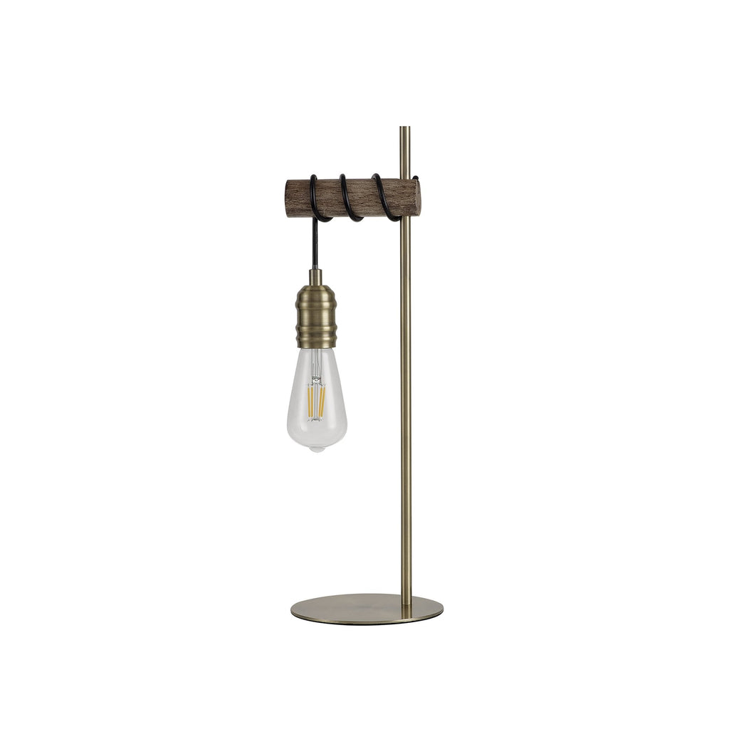 NL77499 Tuba Table Lamp 1 Light Medium Oak/Antique Brass