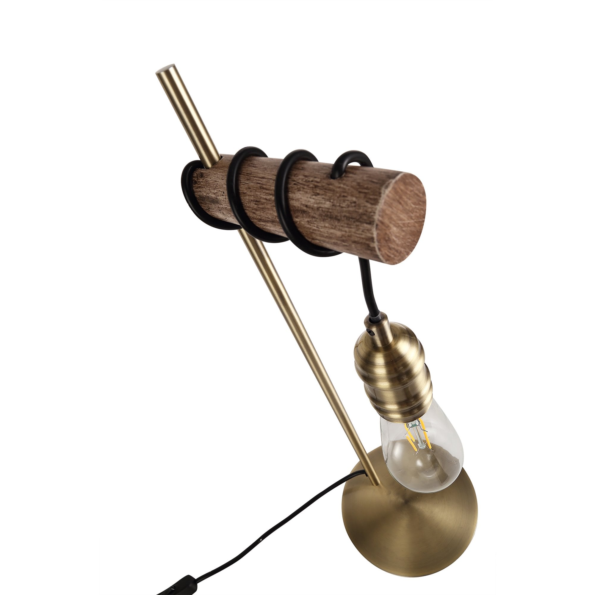 NL77499 Tuba Table Lamp 1 Light Medium Oak/Antique Brass