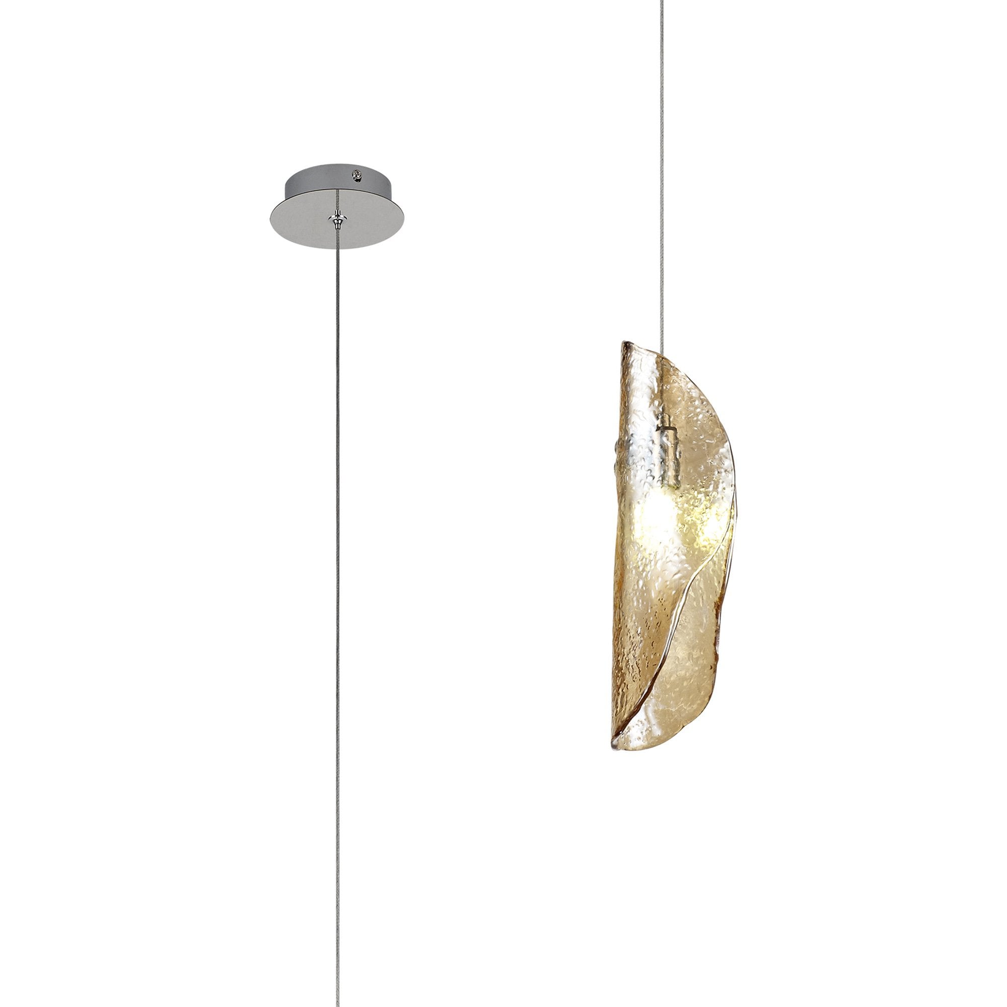 NL81909 Washington Pendant 1 Light Polished Chrome/Amber Glass