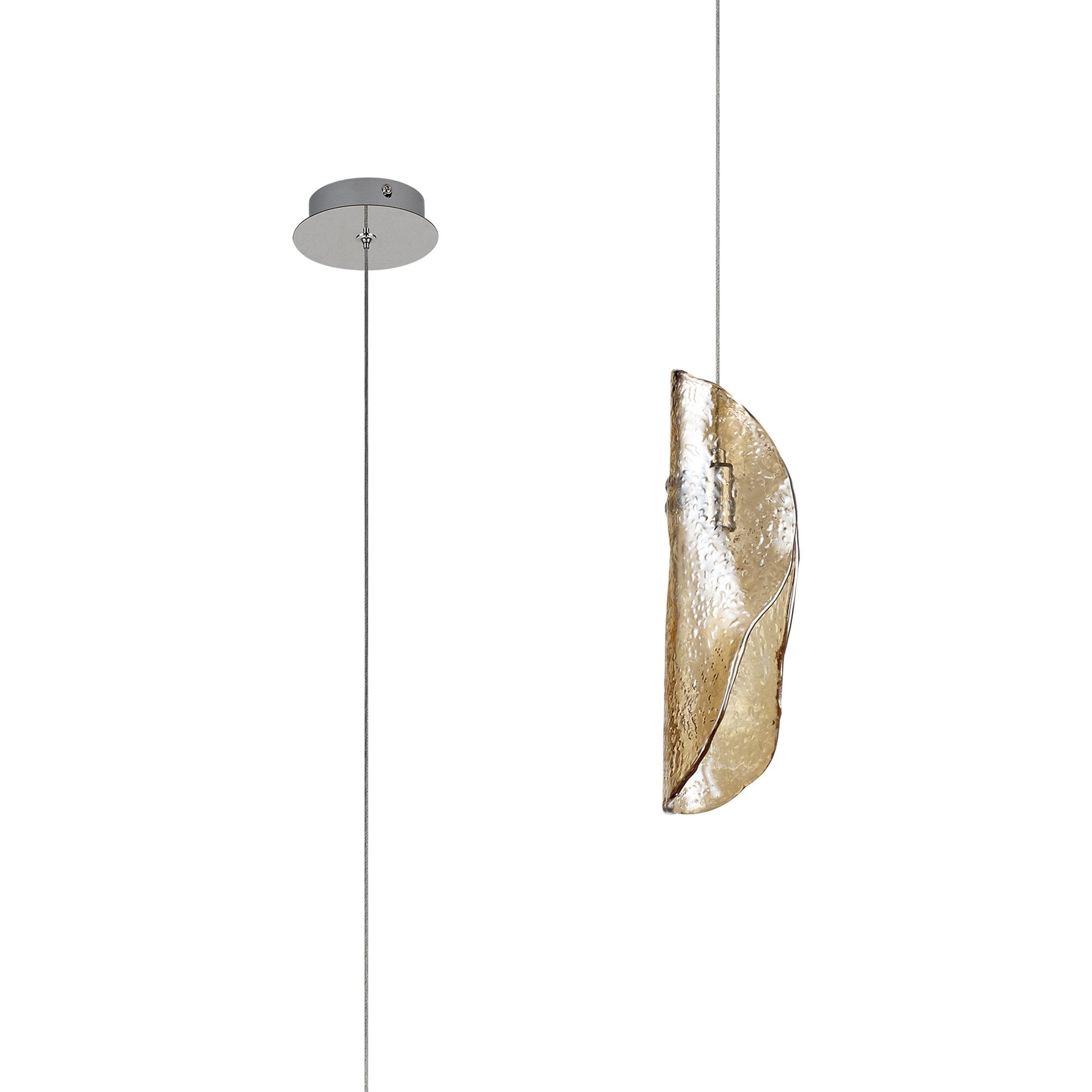 NL81909 Washington Pendant 1 Light Polished Chrome/Amber Glass