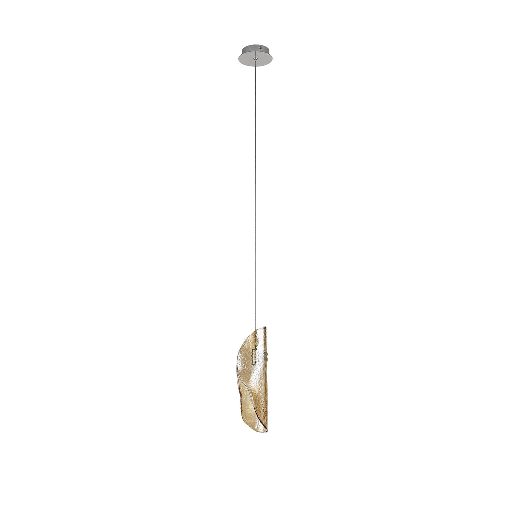 NL81909 Washington Pendant 1 Light Polished Chrome/Amber Glass