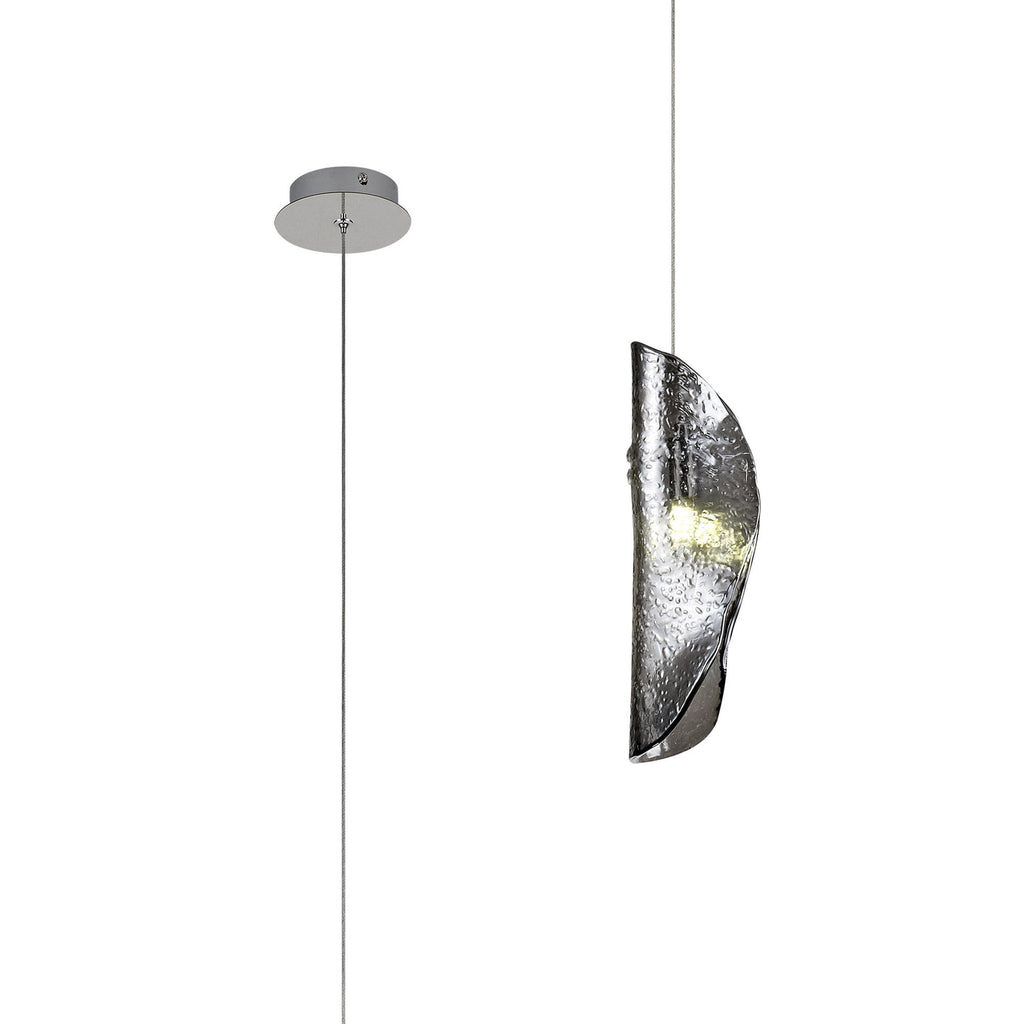 NL81919 Washington Pendant 1 Light Polished Chrome/Smoked Glass