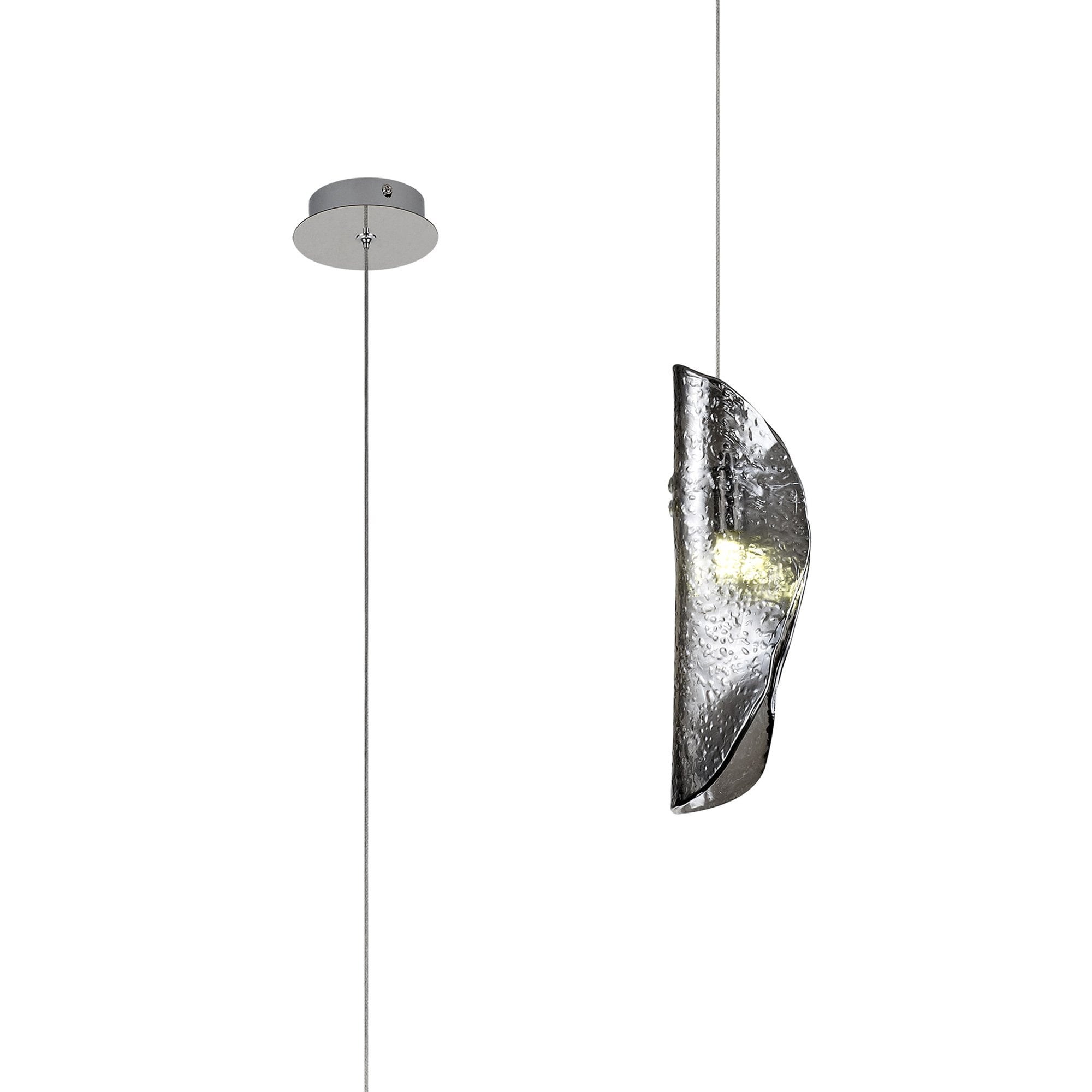 NL81919 Washington Pendant 1 Light Polished Chrome/Smoked Glass