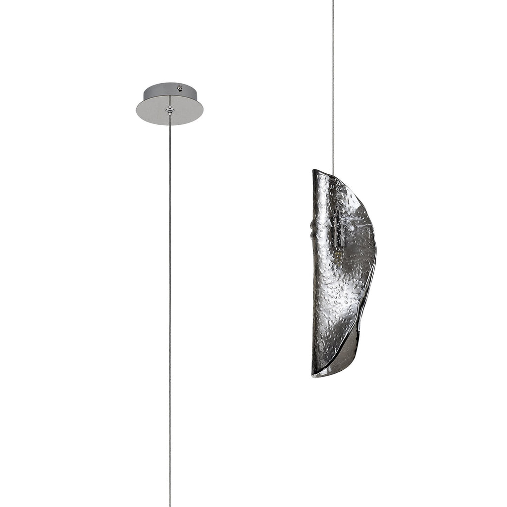 NL81919 Washington Pendant 1 Light Polished Chrome/Smoked Glass