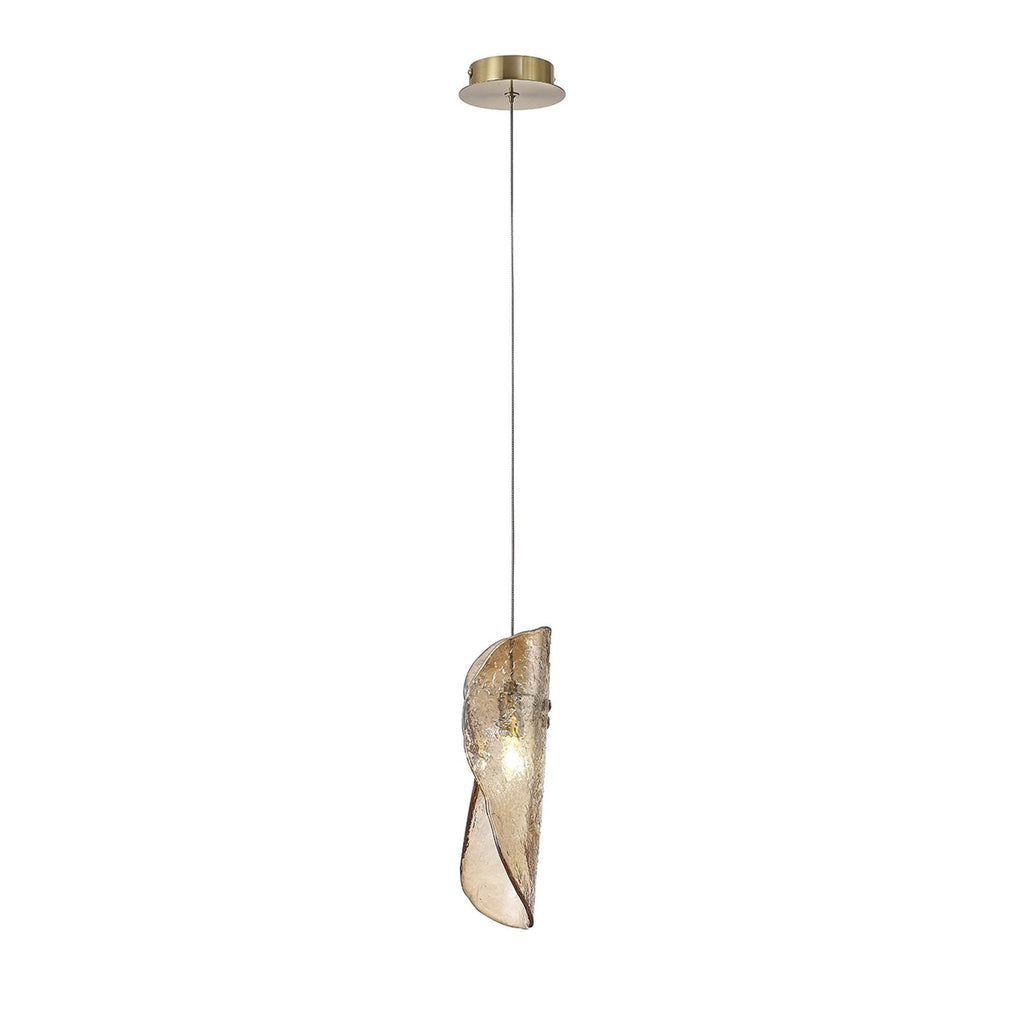 NL81929 Taki Pendant 1 Light Brass/Polished Chrome & Cognac Glass