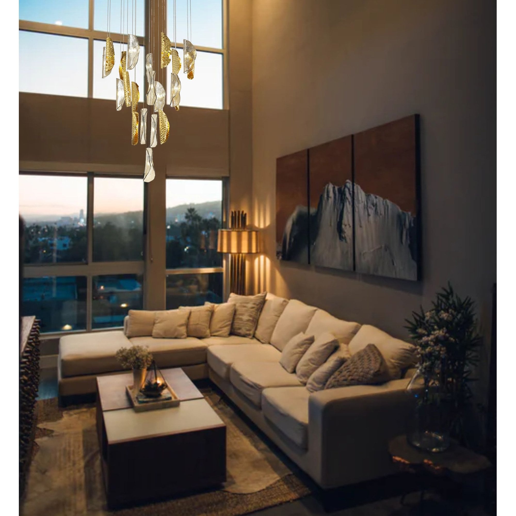 NL81969 Taki Wall Light 1 Light Brass/Polished Chrome & Cognac Glass