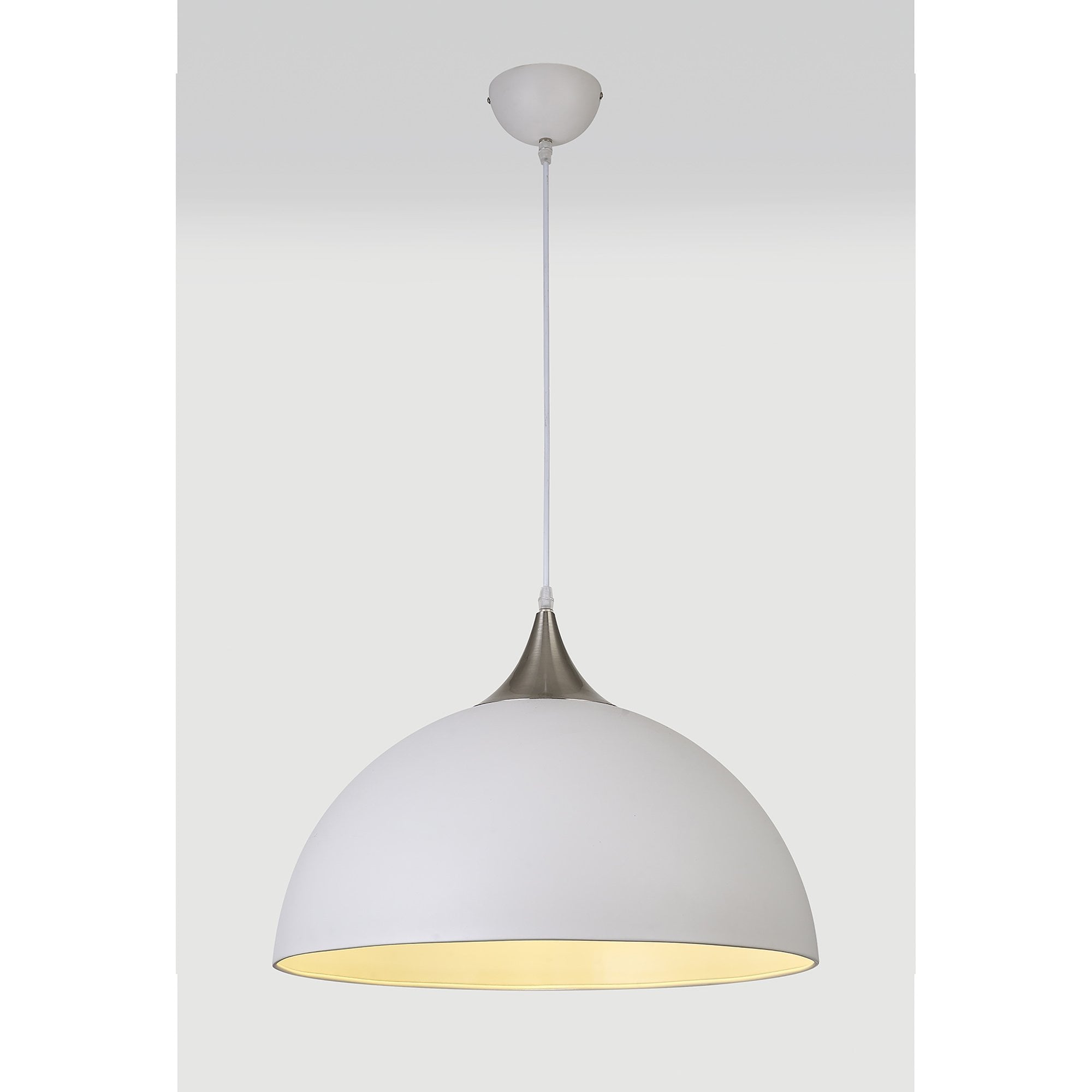 NL82009 Ava 50cm Large Pendant Sand White/Satin Nickel