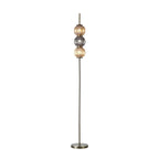 NL82199 Farro 3 Light Floor Lamp Antique Brass/Smoked & Amber Glass