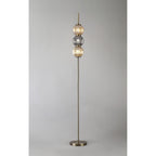 NL82199 Farro 3 Light Floor Lamp Antique Brass/Smoked & Amber Glass