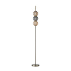 NL82199 Farro 3 Light Floor Lamp Antique Brass/Smoked & Amber Glass