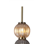 NL82199 Farro 3 Light Floor Lamp Antique Brass/Smoked & Amber Glass