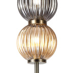 NL82199 Farro 3 Light Floor Lamp Antique Brass/Smoked & Amber Glass