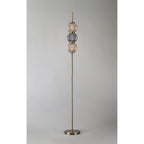 NL82199 Farro 3 Light Floor Lamp Antique Brass/Smoked & Amber Glass