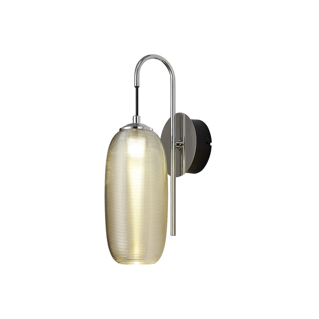 NL82209 Barter LED Switched Wall Lamp Polished Chrome/Black With Champagne Glass