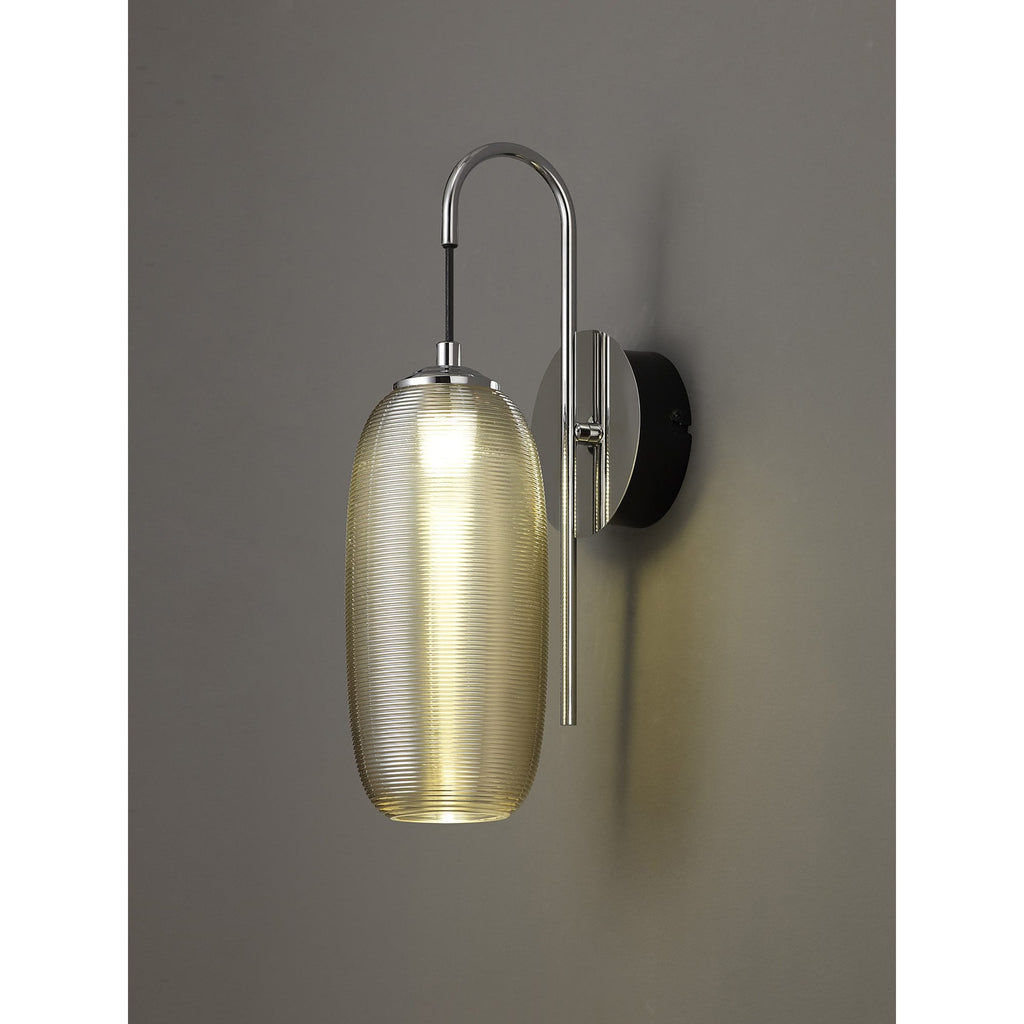 NL82209 Barter LED Switched Wall Lamp Polished Chrome/Black With Champagne Glass