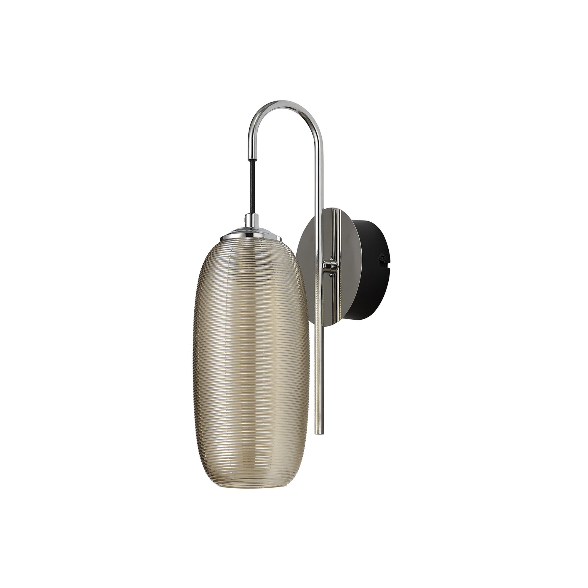 NL82209 Barter LED Switched Wall Lamp Polished Chrome/Black With Champagne Glass