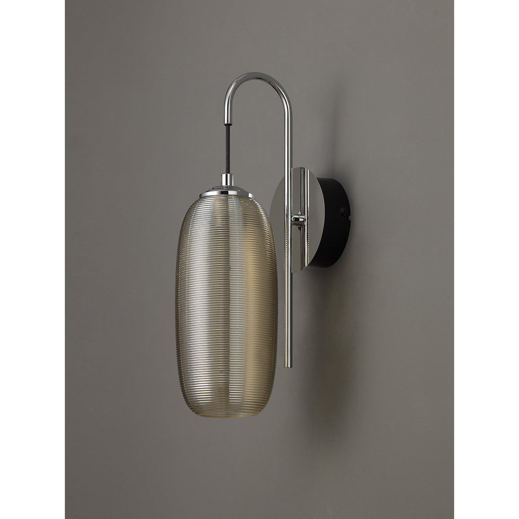 NL82209 Barter LED Switched Wall Lamp Polished Chrome/Black With Champagne Glass