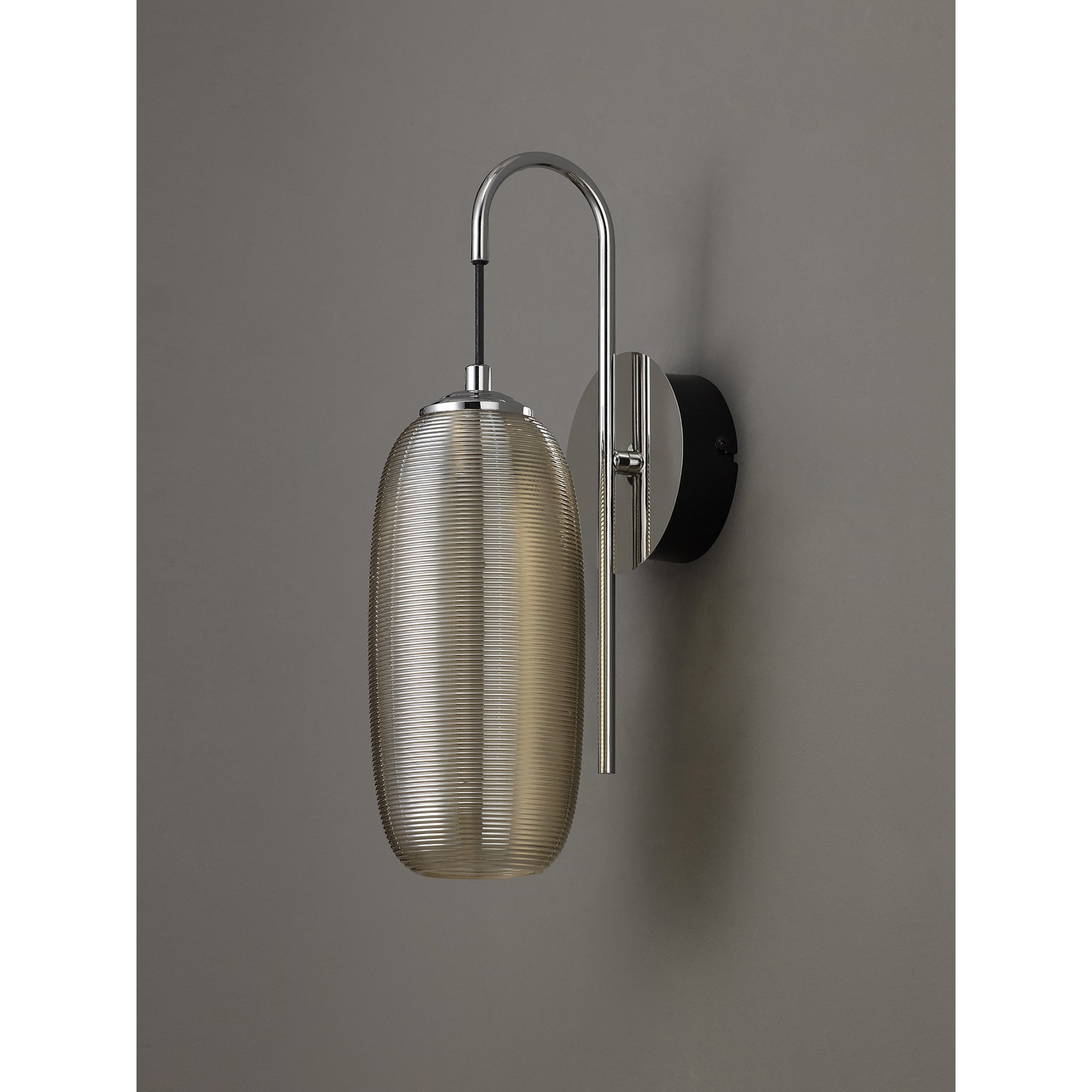 NL82209 Barter LED Switched Wall Lamp Polished Chrome/Black With Champagne Glass