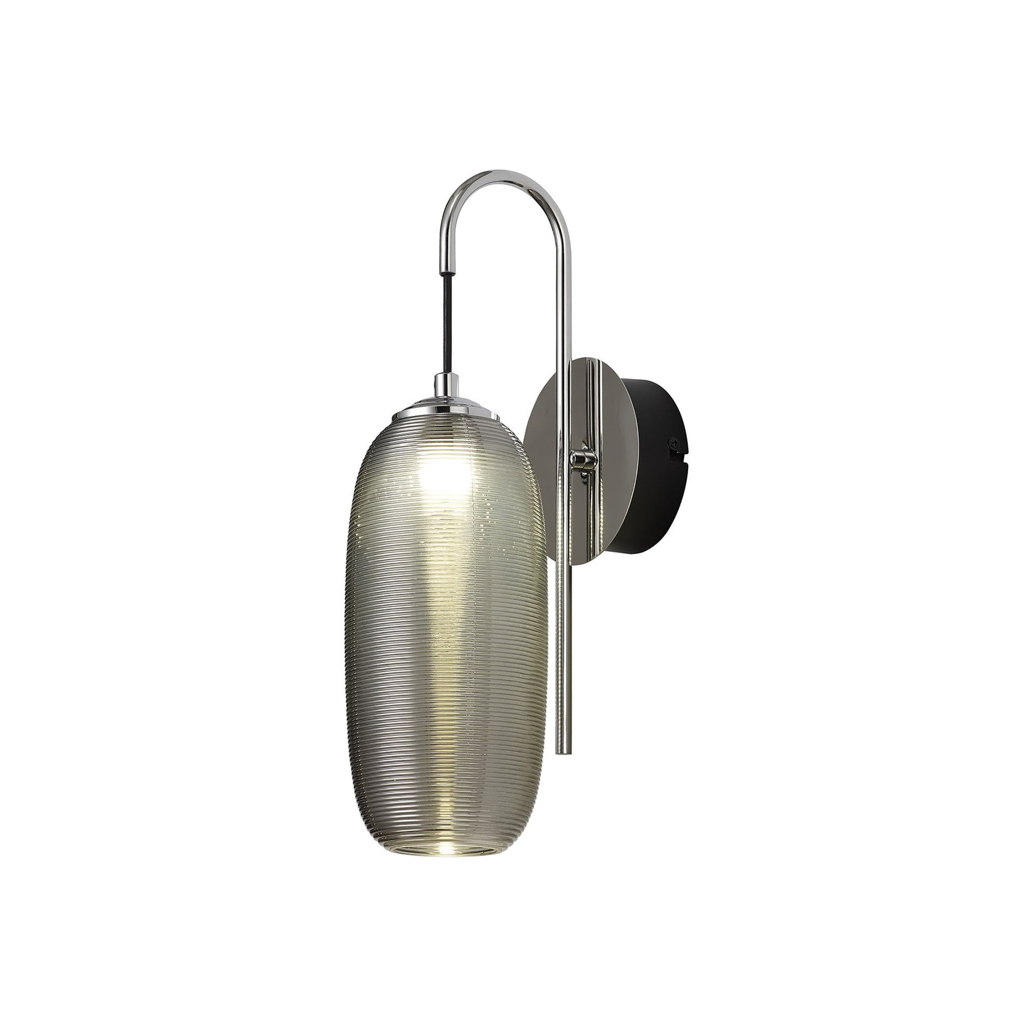 NL82219 Barter LED Switched Wall Lamp Polished Chrome/Black With Smoke Glass