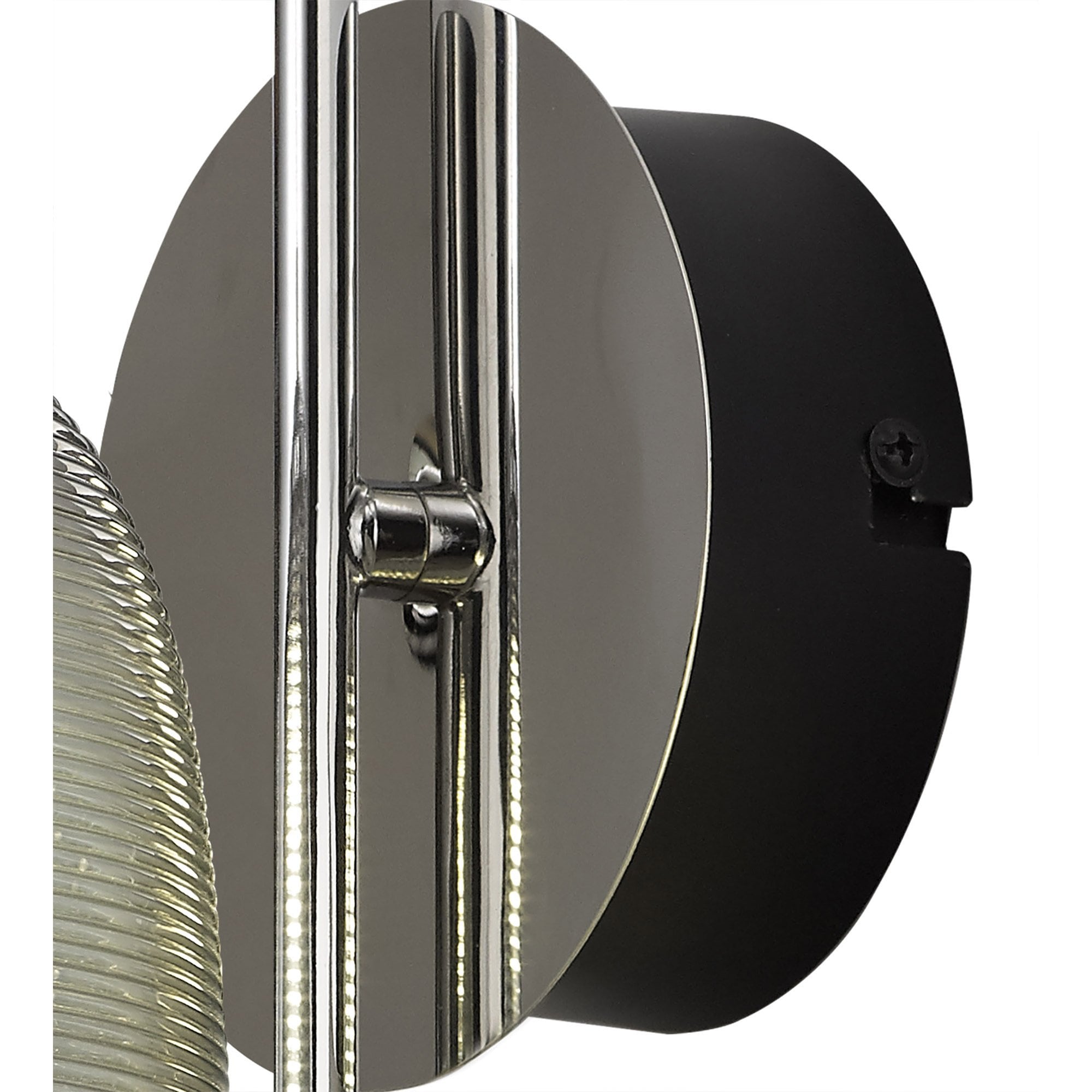 NL82219 Barter LED Switched Wall Lamp Polished Chrome/Black With Smoke Glass