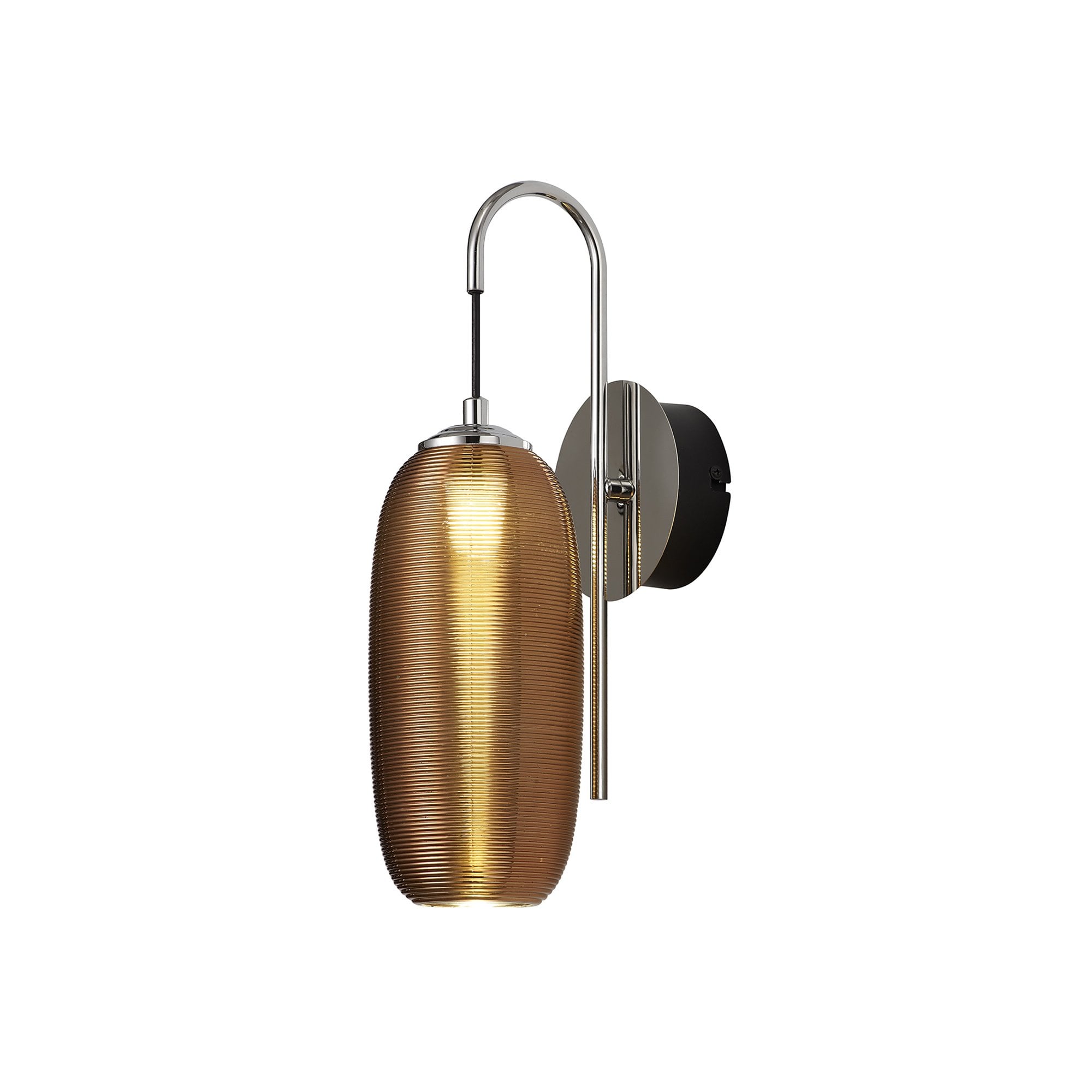 NL82229 Barter LED Switched Wall Lamp Polished Chrome/Black With Copper Glass