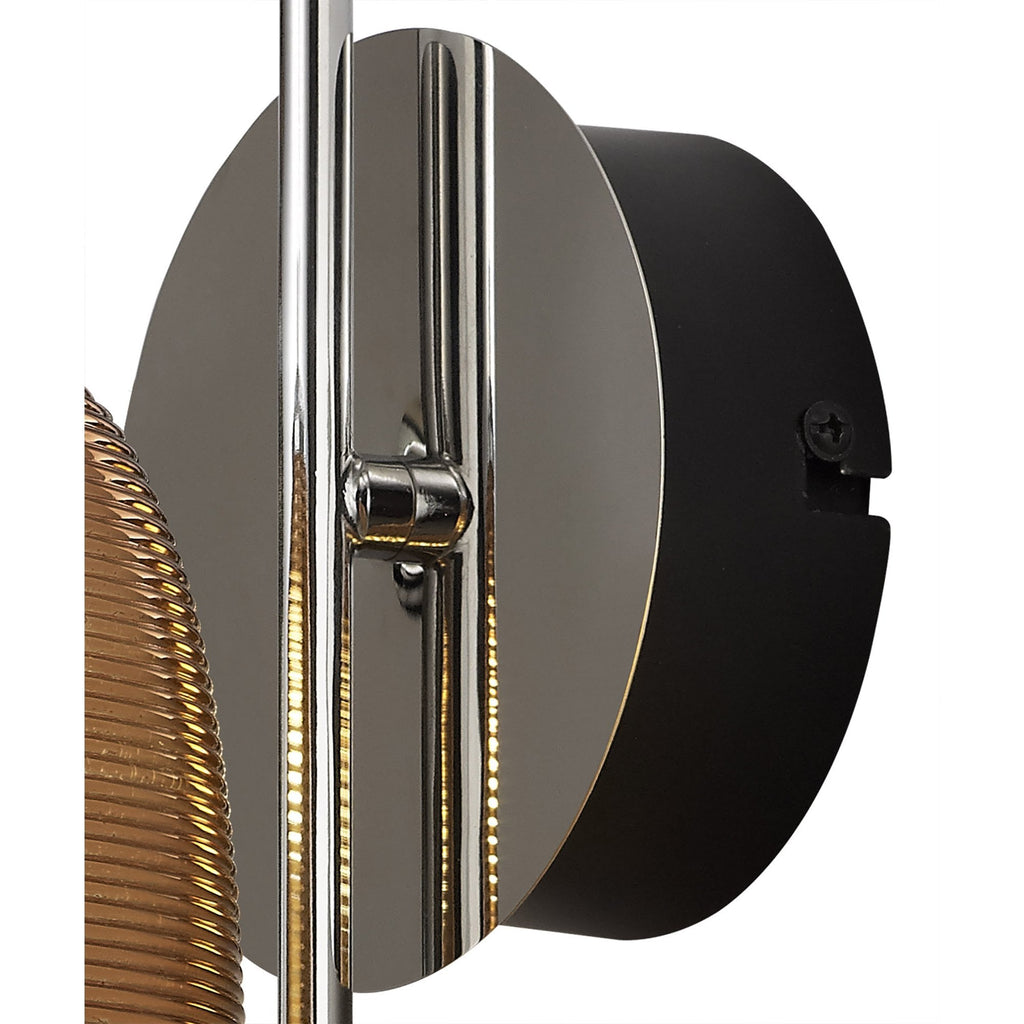NL82229 Barter LED Switched Wall Lamp Polished Chrome/Black With Copper Glass
