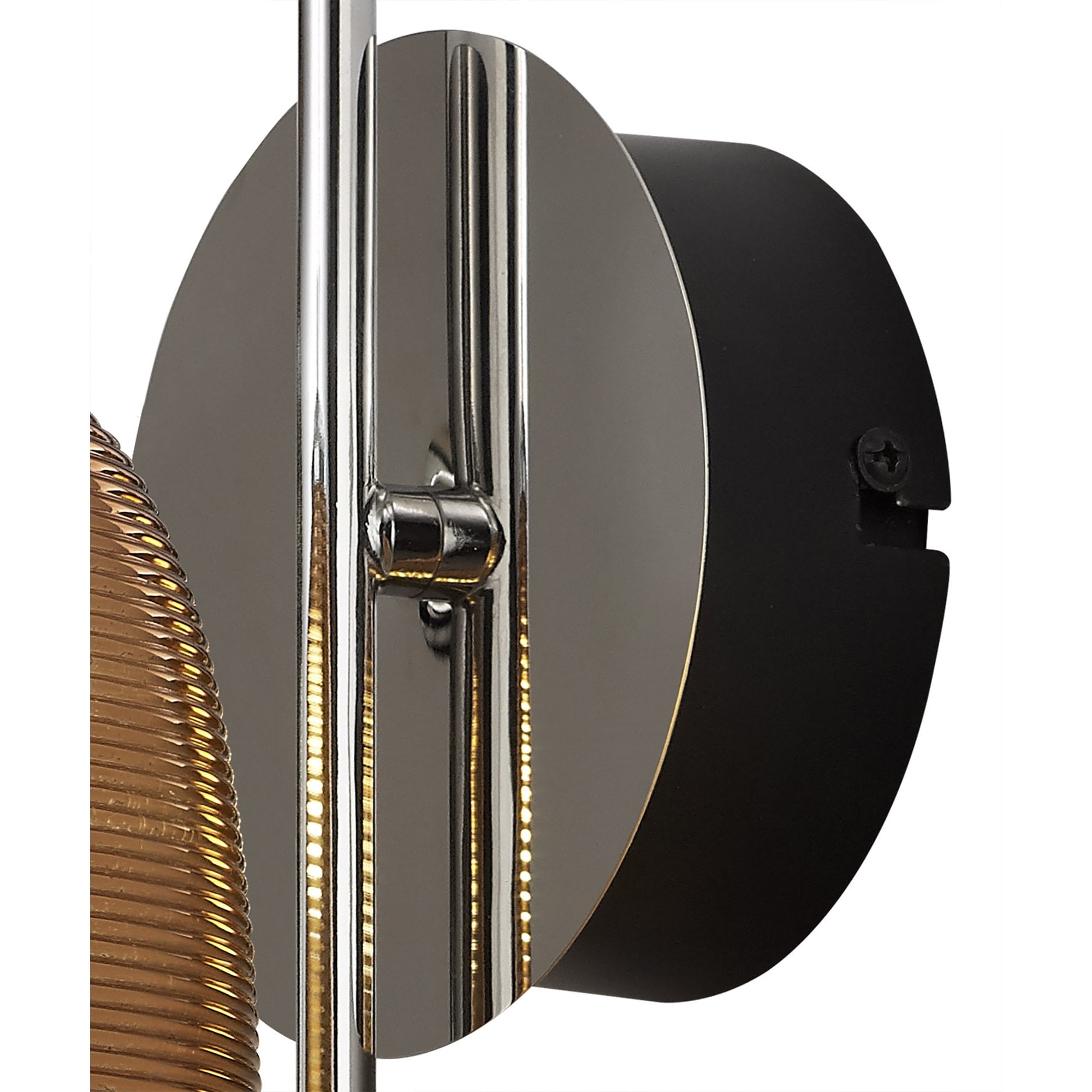 NL82229 Barter LED Switched Wall Lamp Polished Chrome/Black With Copper Glass