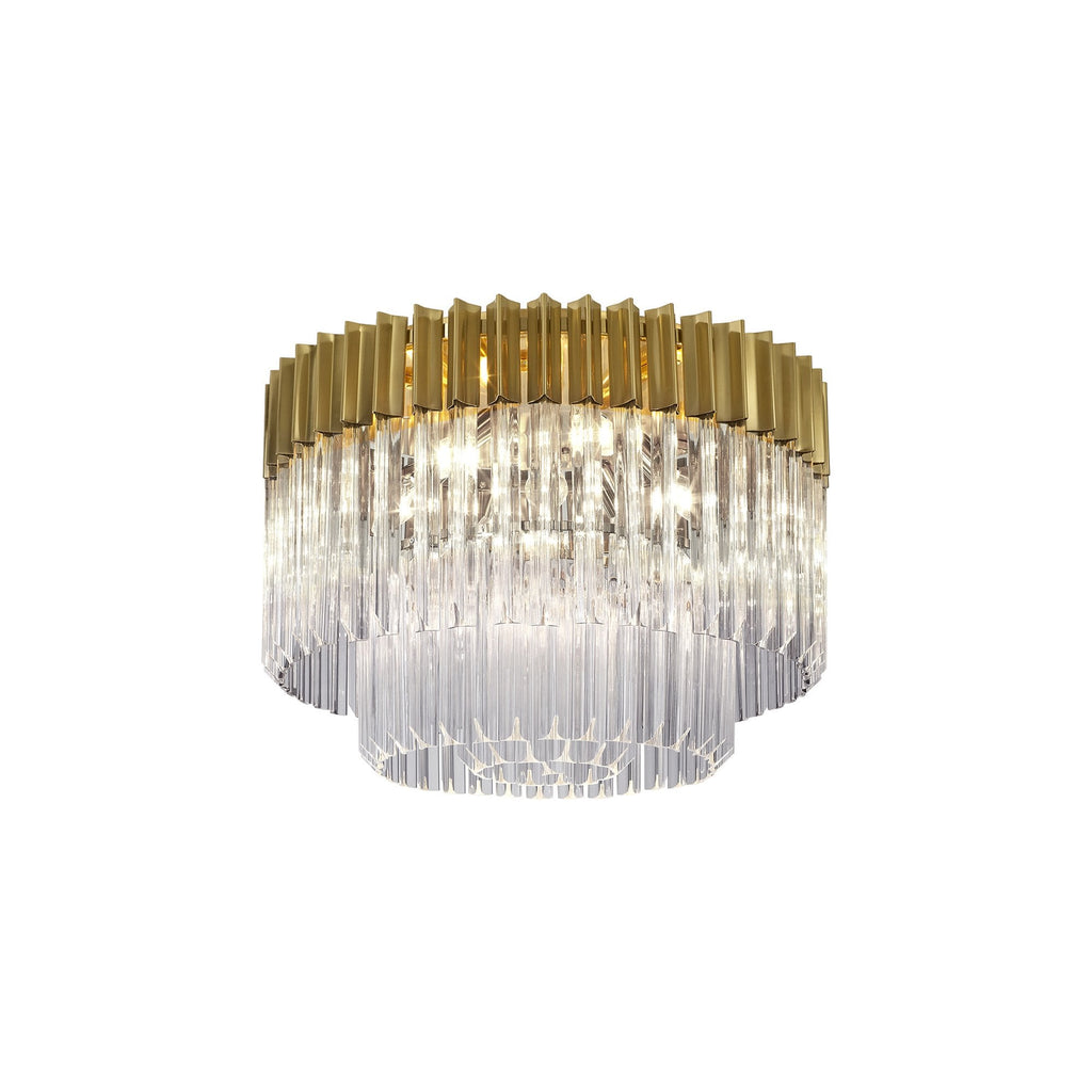 NL82289 Vienna Ceiling Round 7 Light Brass/Clear Glass
