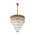 NL82309 Vienna Pendant Round 5 Tier 18 Light Brass/Clear Glass