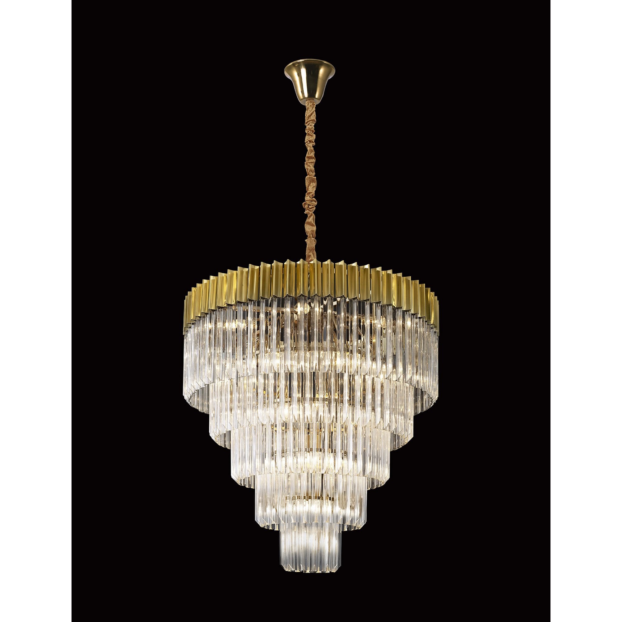 NL82309 Vienna Pendant Round 5 Tier 18 Light Brass/Clear Glass
