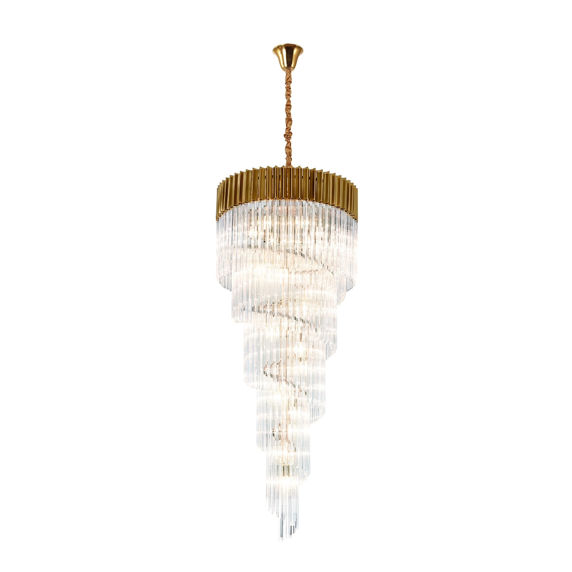 NL82319 Vienna Pendant Round 5 Tier 23 Light Brass/Clear Glass
