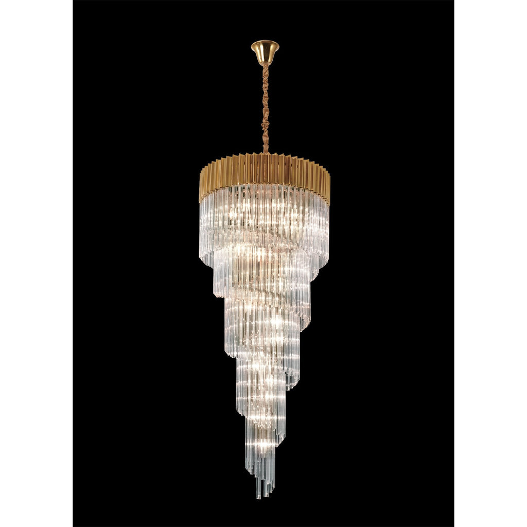 NL82319 Vienna Pendant Round 5 Tier 23 Light Brass/Clear Glass