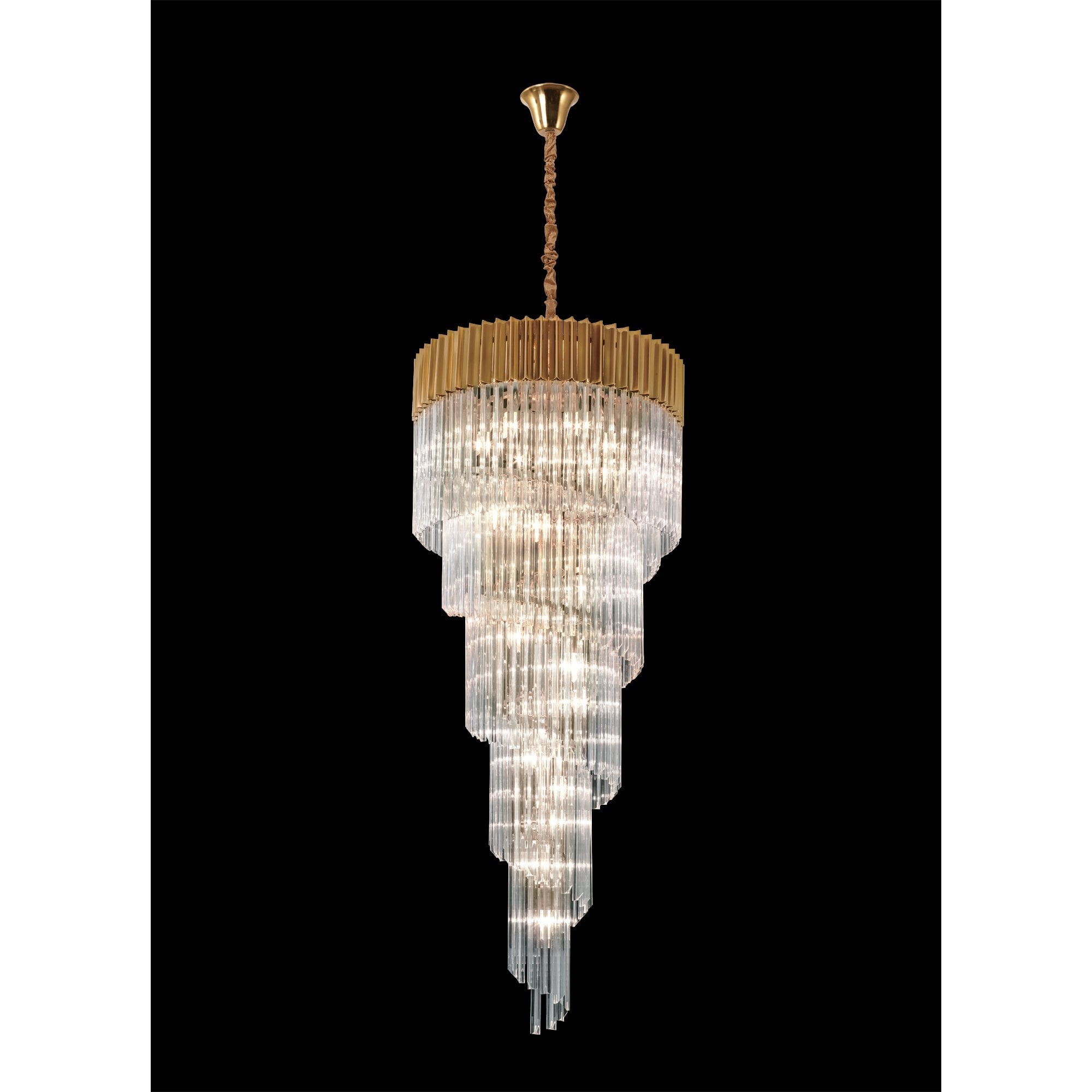 NL82319 Vienna Pendant Round 5 Tier 23 Light Brass/Clear Glass