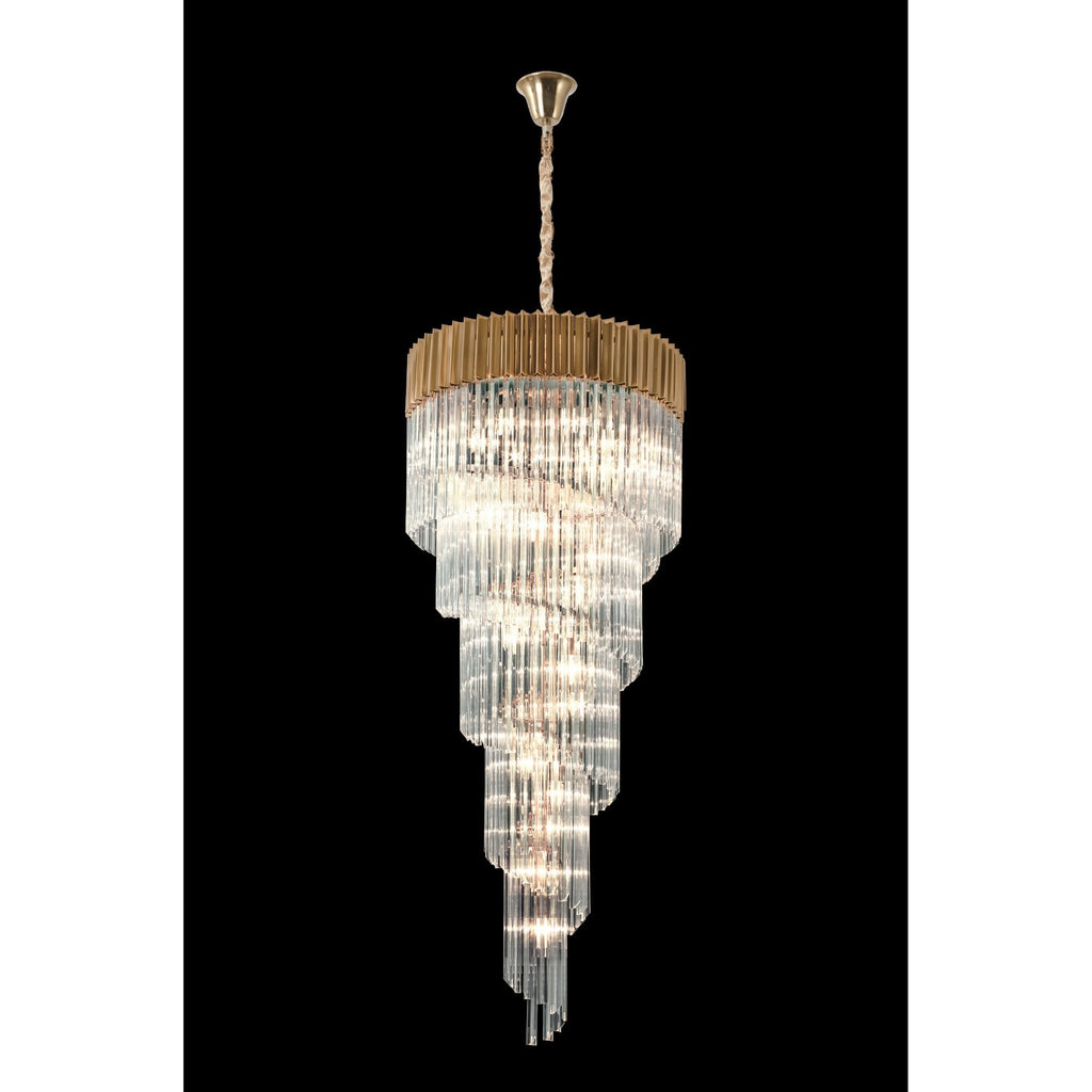 NL82329 Vienna Pendant Round 7 Tier 31 Light Brass/Clear Glass