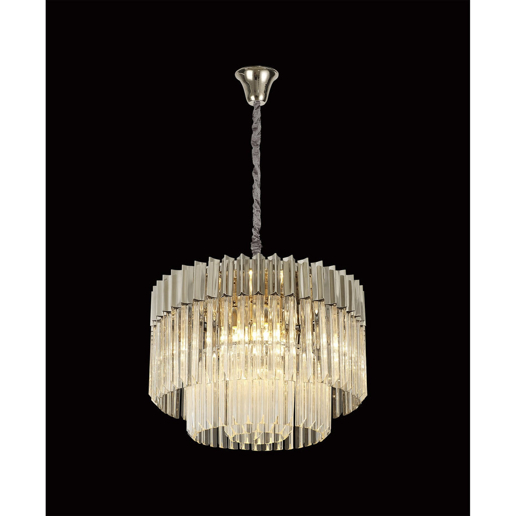 NL82369 Vienna Pendant Round 8 Light Polished Nickel/Clear Glass