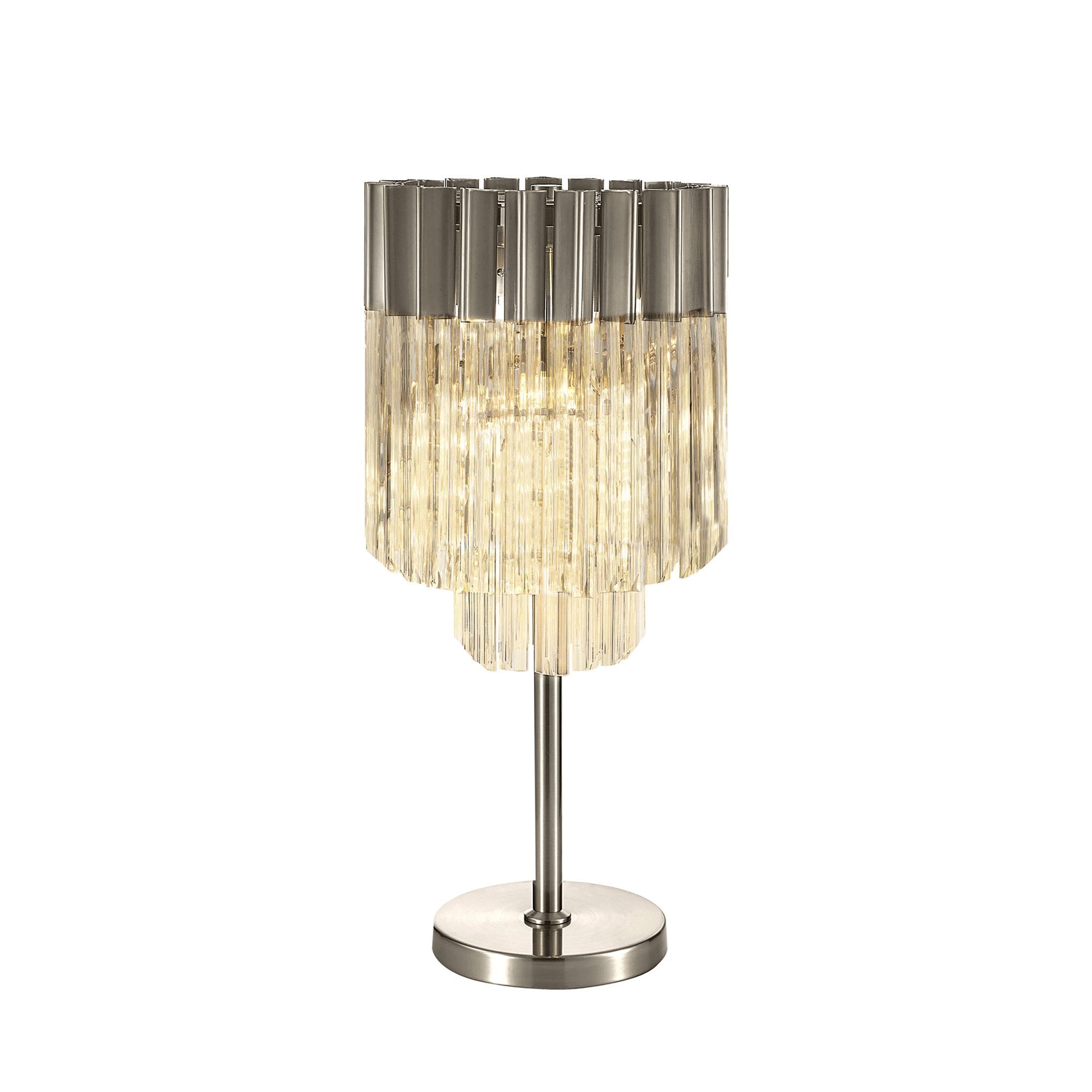 NL82389 Vienna Table Lamp 3 Light Polished Nickel/Clear Glass